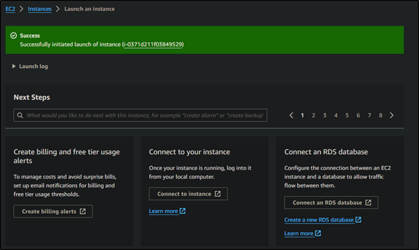 Instance Successfully Created