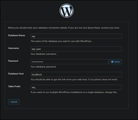 Configuring Wordpress