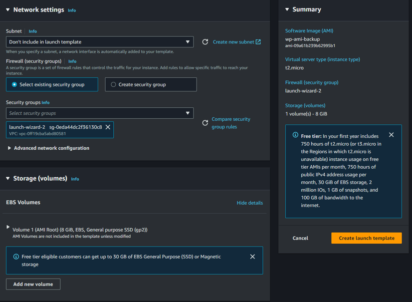 creating launch template