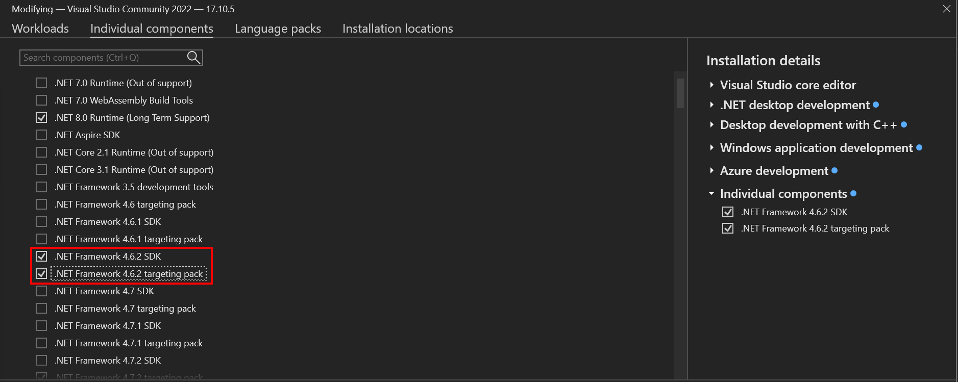 Selecting .NET Versions