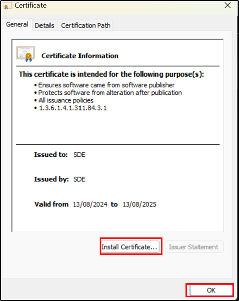 Installing Certificate