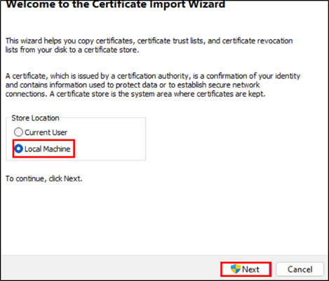 Adding Local Certificate