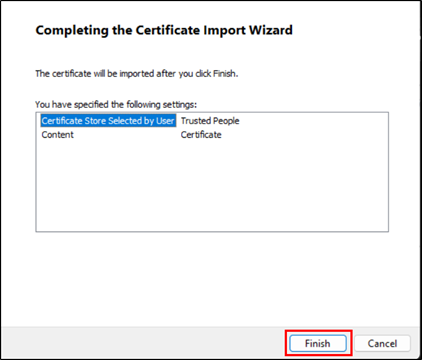 Completed the Wizard