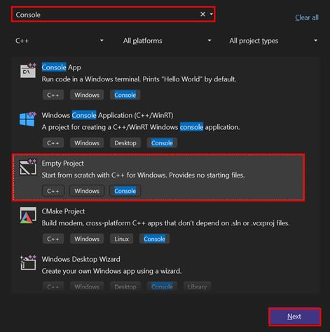 Creating Empty Project
